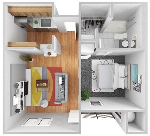 Floor plan for 1 bed, 1 bath, 548 sqft